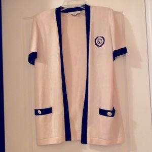 St John Collection vintage ivory cardigan petite